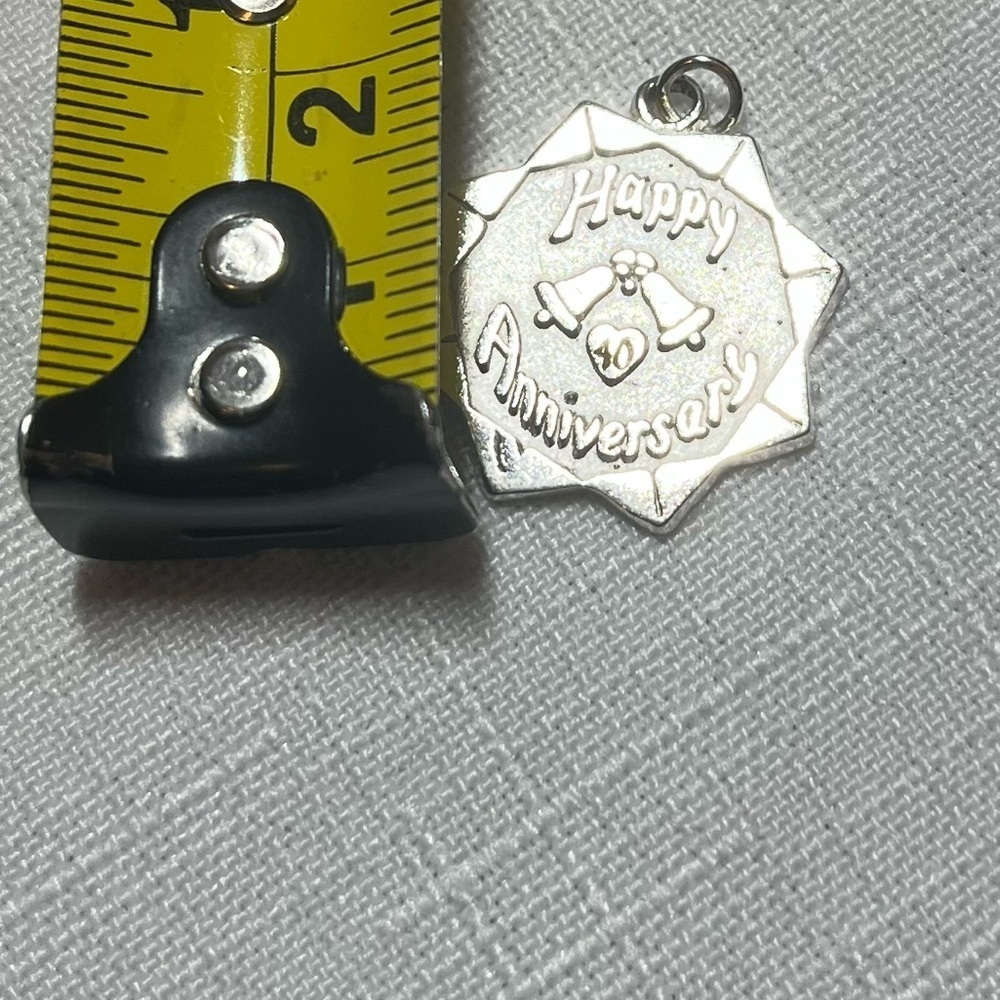 Vintage Sterling Silver Happy Anniversary Pendant Charm - Picture 3 of 3